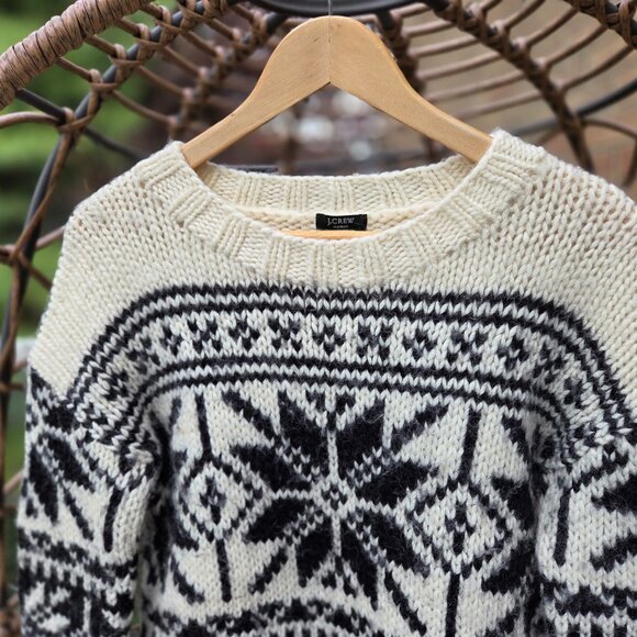 J. CREW Handknit Wool Alpaca Nordic Fair Isle Chunky Knit Sweater - Picture 6 of 10